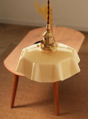 宿法式复奶油玻璃吊灯云朵卧室床头吊灯日式餐古厅吧台灯X101民花