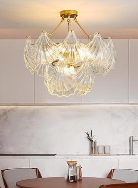法式轻奢水晶吊灯客灯现代简卧室主灯贝54020约壳25年网红新款灯