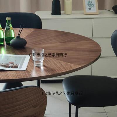中古CT-28180风实木餐桌圆形桌子家用小户型桌法约式复圆简餐桌椅