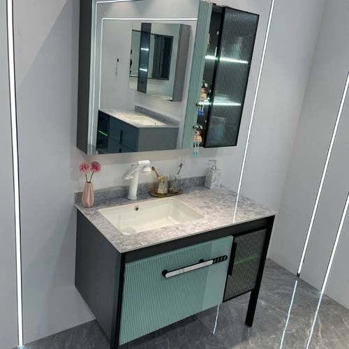 个性落地款实木板668浴纳室陶瓷浴台装盆一体浴室柜收抽屉室柜套