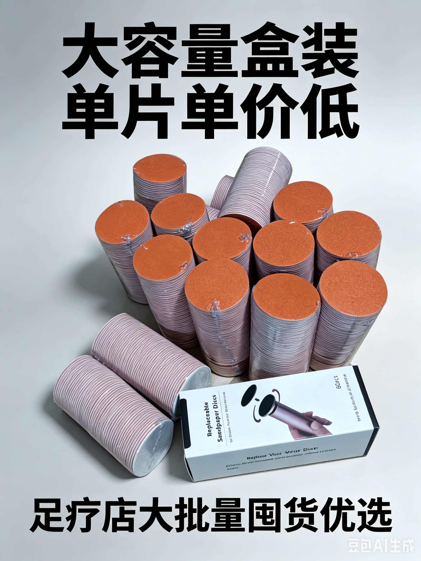 44mm磨脚片修脚仪替换片磨脚仪磨头自粘橙色干湿两用足疗足部美容