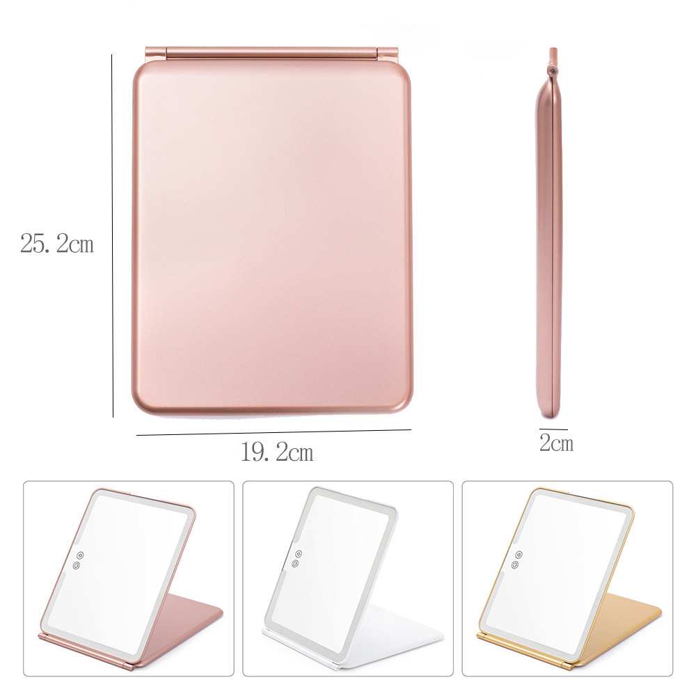 爆款台式LED灯化妆镜带充电便携随身镜带灯旅行台式折叠发光镜