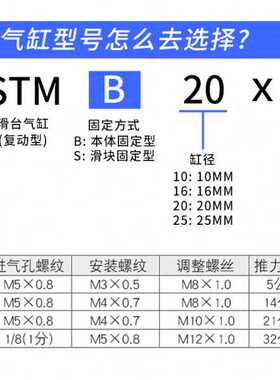 直供STMB双杆双轴滑台气缸10 16 20 25气动元件