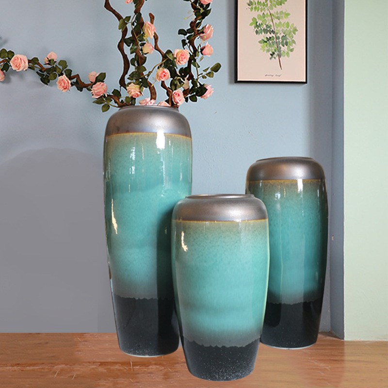 插花干花陶瓷落地大花瓶客厅酒L店餐厅瓷器陶罐摆件