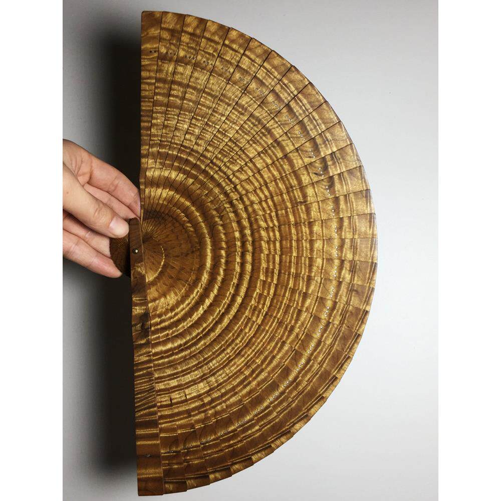 金丝楠苏扇小叶桢楠水波纹扇子枯木老料红木实木龙胆水波工艺摆件