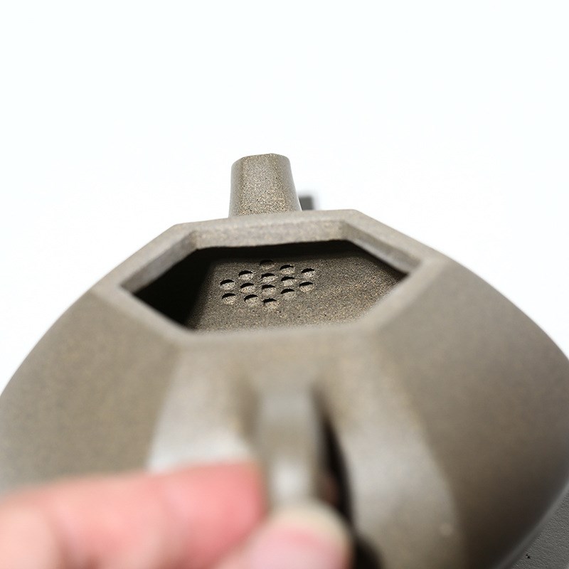 源头宜兴紫砂方壶原矿青灰段泥手工六方石瓢壶家用紫砂壶