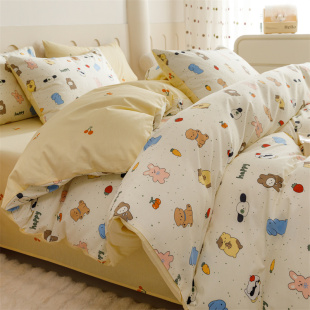 小清新纯棉被套单件卡通双人200x230全棉100被罩1.5m被子套被芯套