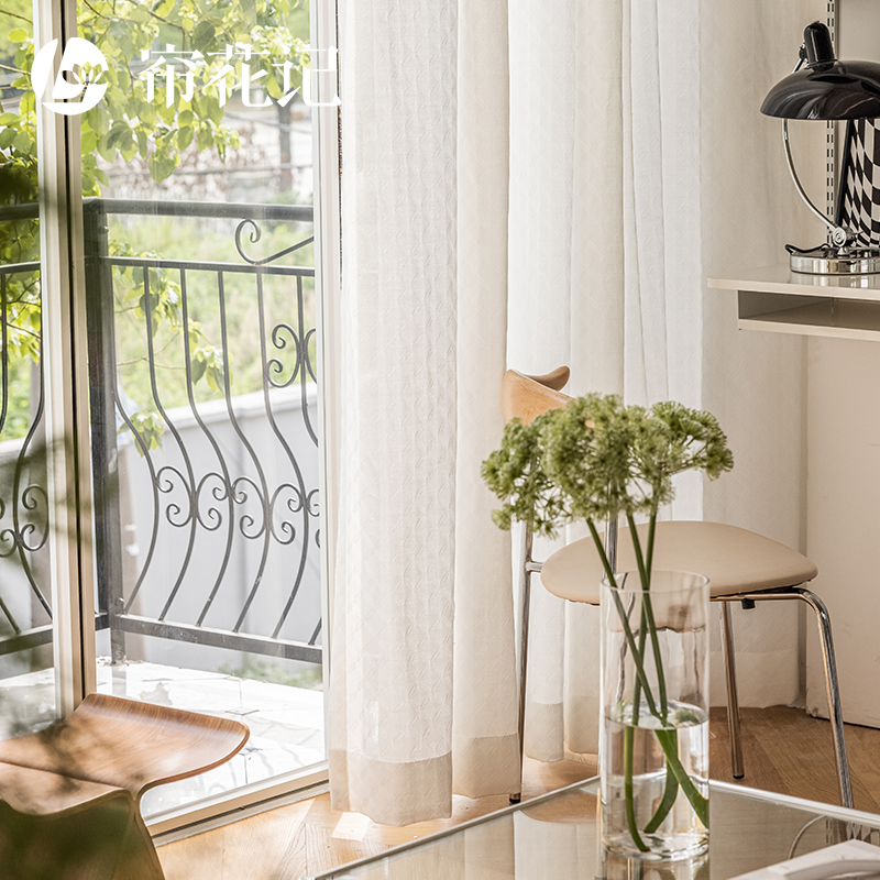 纱帘透光不透人白色窗帘新款半遮光高级阳台客厅卧室飘窗绍兴柯桥