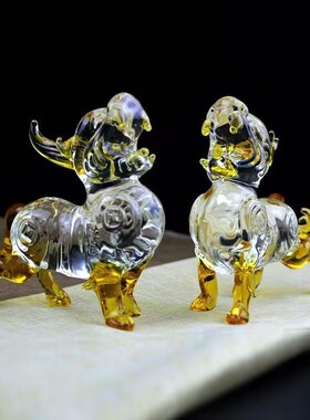 高档大号透明白色貔貅摆件 家居客厅玄关皮丘装饰品开业乔迁礼品