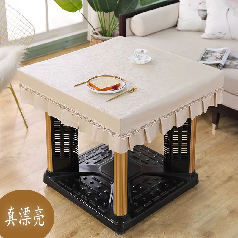 蕾丝裙边正方形防水防油防烫免洗桌布客厅餐桌防尘保护套桌面台布