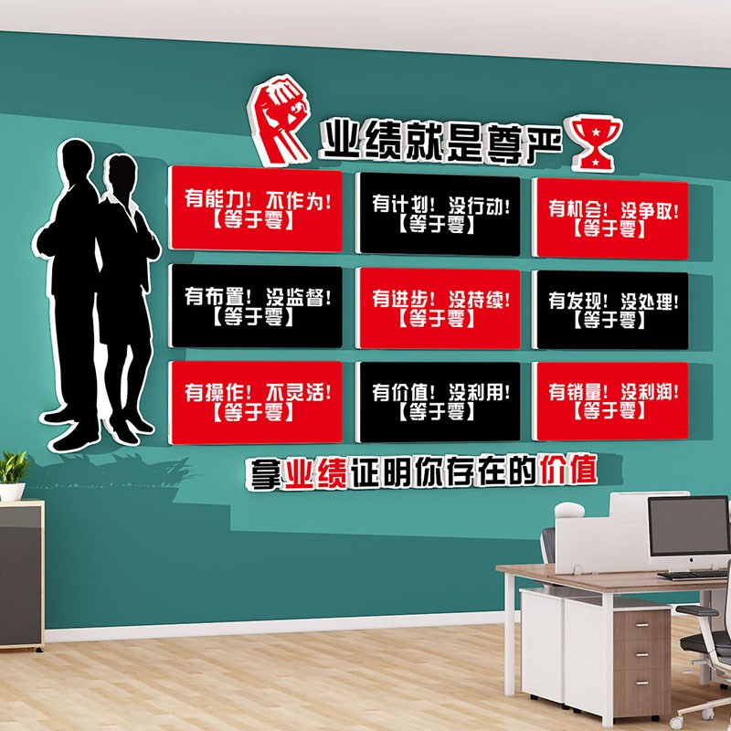 办公室墙面装饰氛围布置高级感公司企业激励文化背景墙贴励志标语