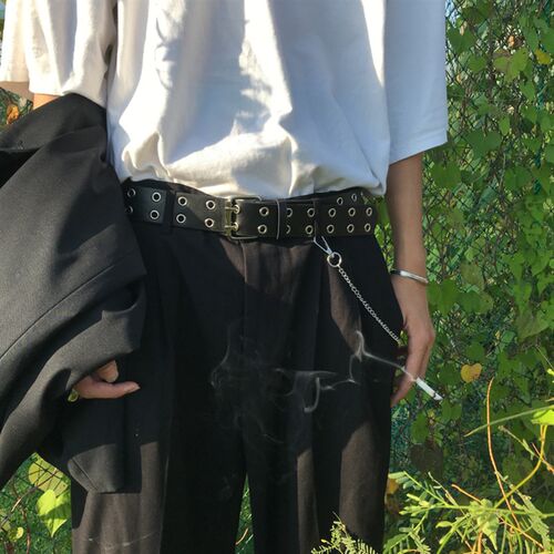 wumulle 90s迪斯科双排皮带 土酷街头女自留R款超级百搭 送裤链!