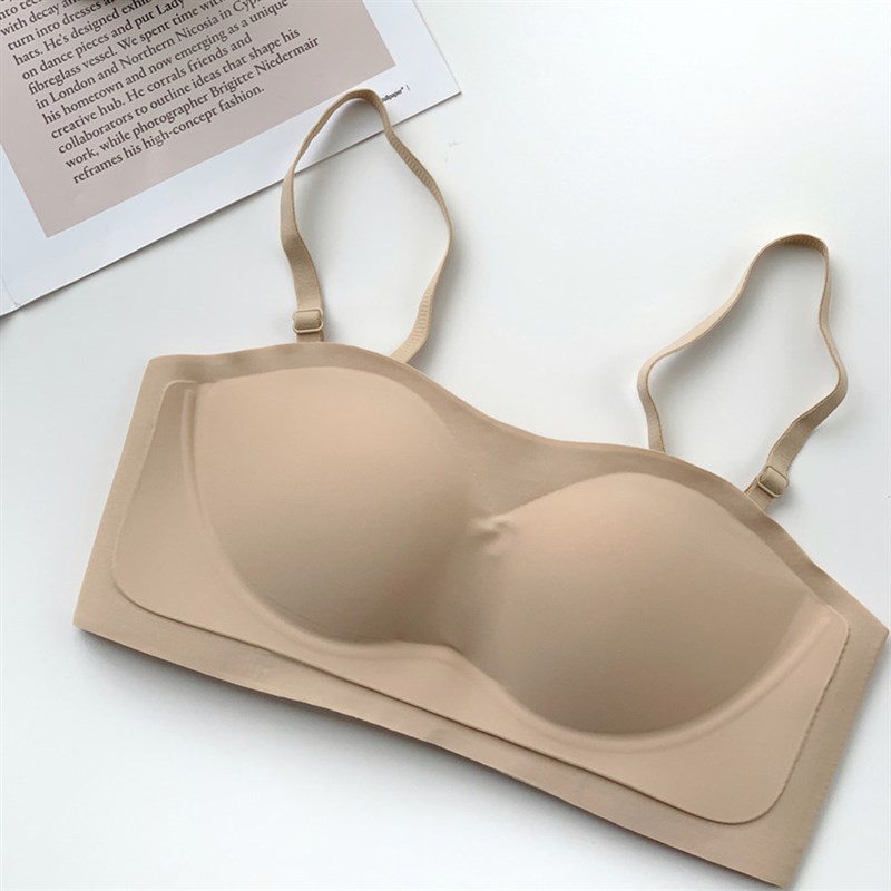 蹦迪不掉无肩带内衣女夏薄款防滑隐形抹胸式小胸聚拢无痕半杯文胸