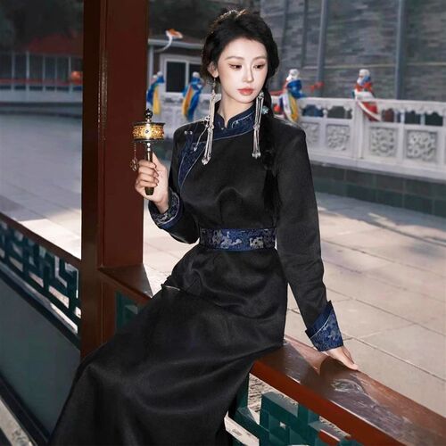 蒙古袍少女云南贵州旅拍摄影套装藏服少数民族服U饰蒙古族服装女