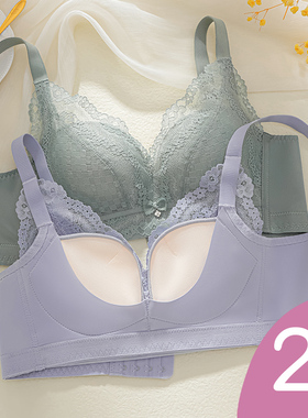 2024年新款爆款蕾丝内衣女小胸聚拢上托上薄下厚2CM文胸罩无侧骨