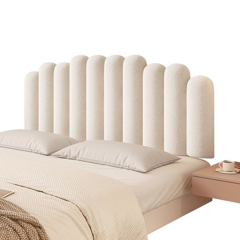 波浪钢琴键软包床头靠垫奶油风榻榻米靠枕床头护腰大靠背2024新款