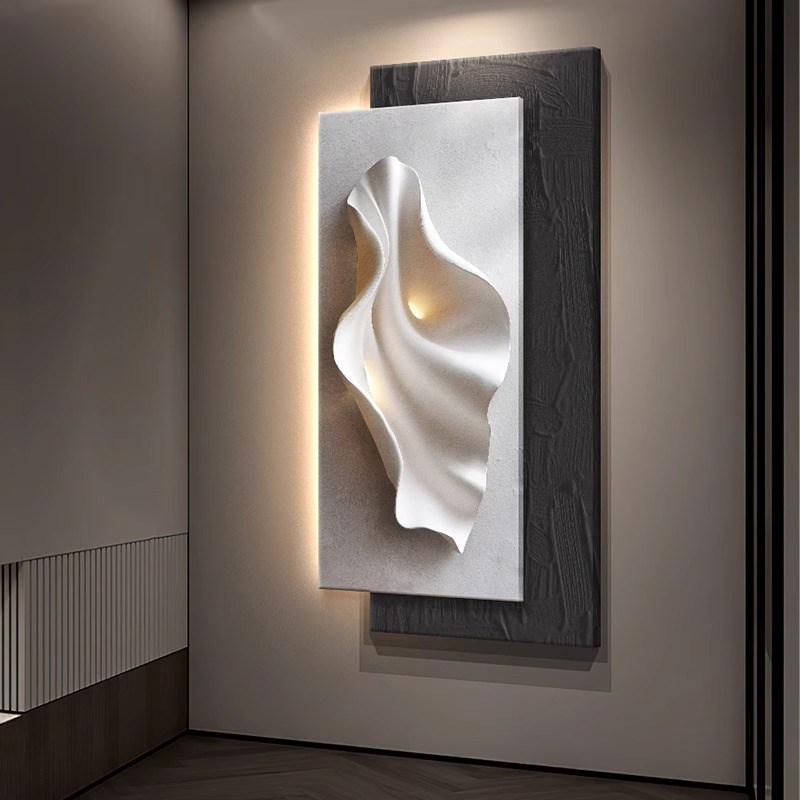 抽象高级感入户玄关装饰画简约现代走廊过道尽头墙挂画立体感灯画