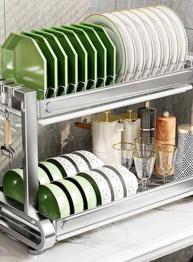 加厚不钢厨房水多功能沥台面放筷盘碟置物篮新款层方AL101367型锈