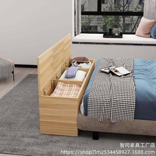 床边缝储隙柜窄柜上开门物柜翻盖991式阳台床柜窗飘柜拼接储物柜