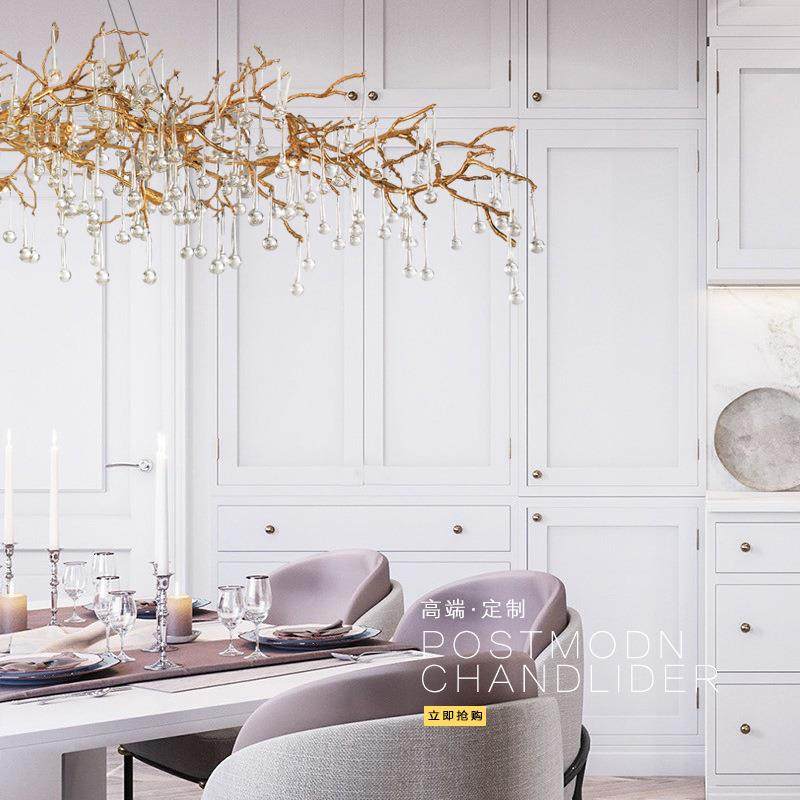 奢水晶吊意大利树法枝仿生铝材大气客轻厅989卧灯室式欧式水滴设,家装灯饰光源,智能吊灯,淘宝优惠券,粉丝福利购,淘宝优惠卷