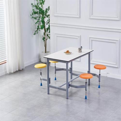 工程塑料不锈凳面家用圆凳餐板桌凳子面食堂UCR餐厅快餐桌凳椅钢