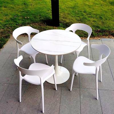 户桌外塑料户外桌椅餐椅室外阳台喝茶桌子小圆桌组合休息区洽W谈9