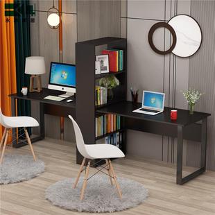 Q带书柜电脑桌桌台式写字桌办公YQ0009桌简书易书柜组合双人位电Y