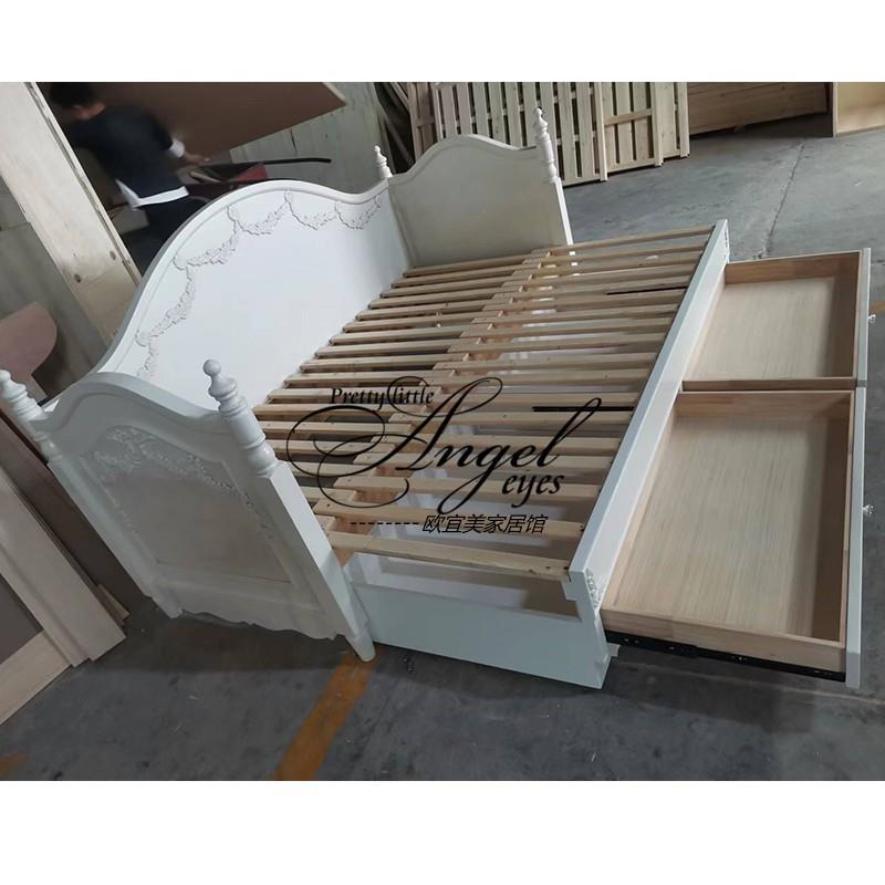 KE式3C美儿112式法古做旧雕花多功能童床沙发床复男女孩