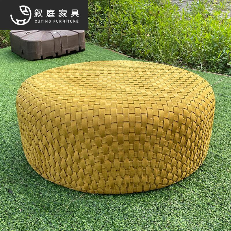 布艺凳子圆家木矮凳脚踏简约客厅沙发茶525几创意墩子实内胆编用