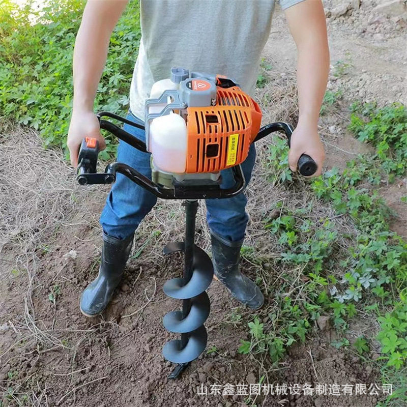 植树造林小型钻孔机独轮手推地钻挖坑机山地丘陵单人手提钻树坑机