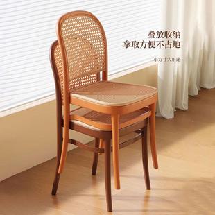 餐椅靠背用新藤编塑料椅子加厚家商用527可叠放凳子感款 餐厅板凳