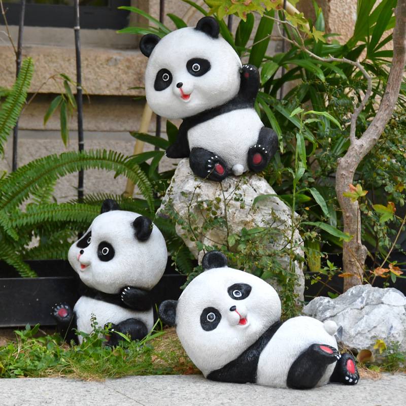 户外树脂仿真熊猫摆件花园庭院装饰小区草坪造景园林景观雕塑小品