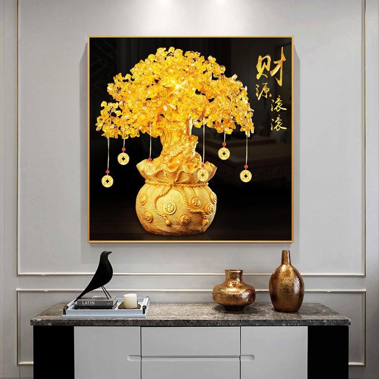 发财树钻钻石满新款20画25摇钱树5d点贴钻十金色摇钱字厅绣进宝客