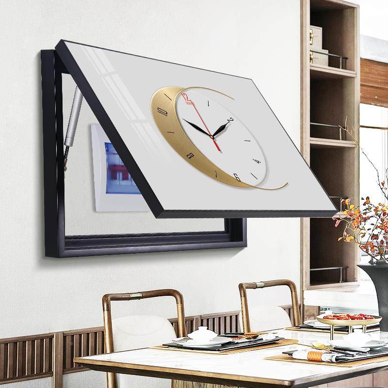 配2025新遮款电表箱装饰画带钟表现代轻奢电箱VNR挡关挂画电闸开