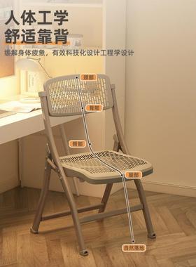 折叠ECK办椅简易加厚塑料凳子用电脑公椅子便携会议椅餐家椅靠躺