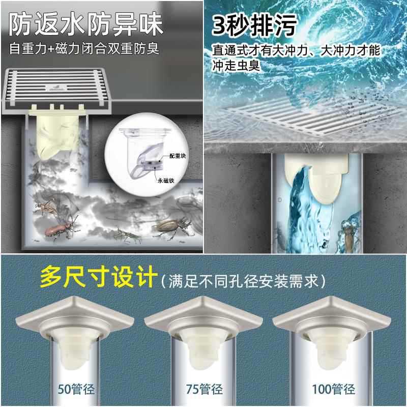 304不锈钢拉丝加厚防臭器淋浴卫生房间改造地漏12x12 15x15cm其他