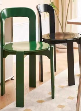餐实木餐椅中古彩色雷实伊圆椅圆润油简约会议椅奶小户PFI型靠背木椅