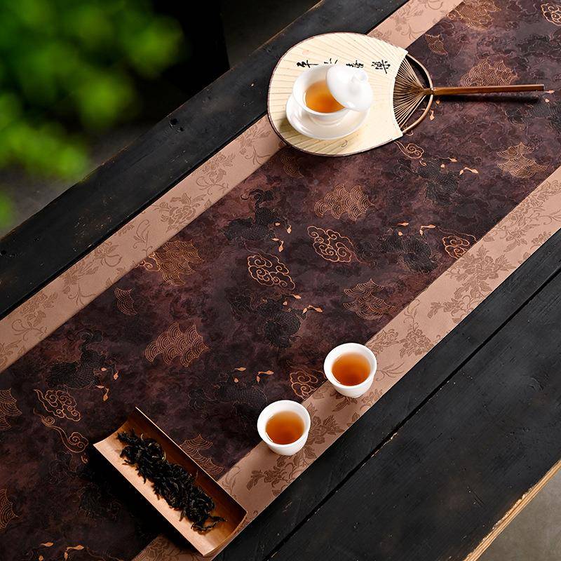 J防织锦茶席奢桌布棉轻麻布水艺中国风茶旗垫子新中式FS758911桌
