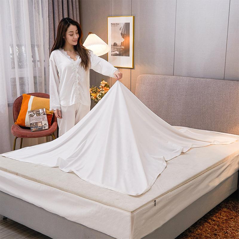 六面包防床笠件拉链式全宾馆单酒店床罩zhang单可拆卸白色床垫保
