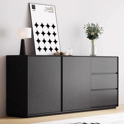 #极简餐边柜现简约代实ABH木酒柜靠墙茶水柜色储物柜客室户卧黑收