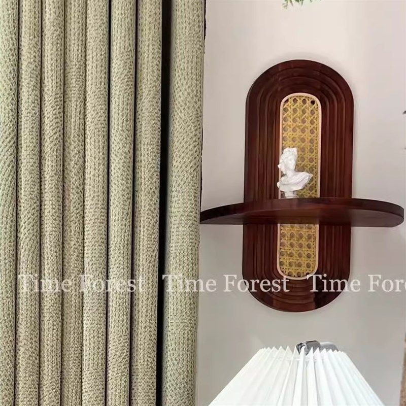 美式墙壁藤编实木质置物架中古壁挂式装饰架民宿咖啡店侘寂风客厅