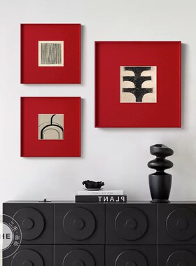 旧思 极简艺术红色装饰画小众高级感抽象挂画现代简约餐厅玄关画