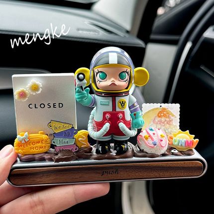 泡泡玛特moll车载装饰摆件临时挪车电话停车号码牌高级感女生礼物
