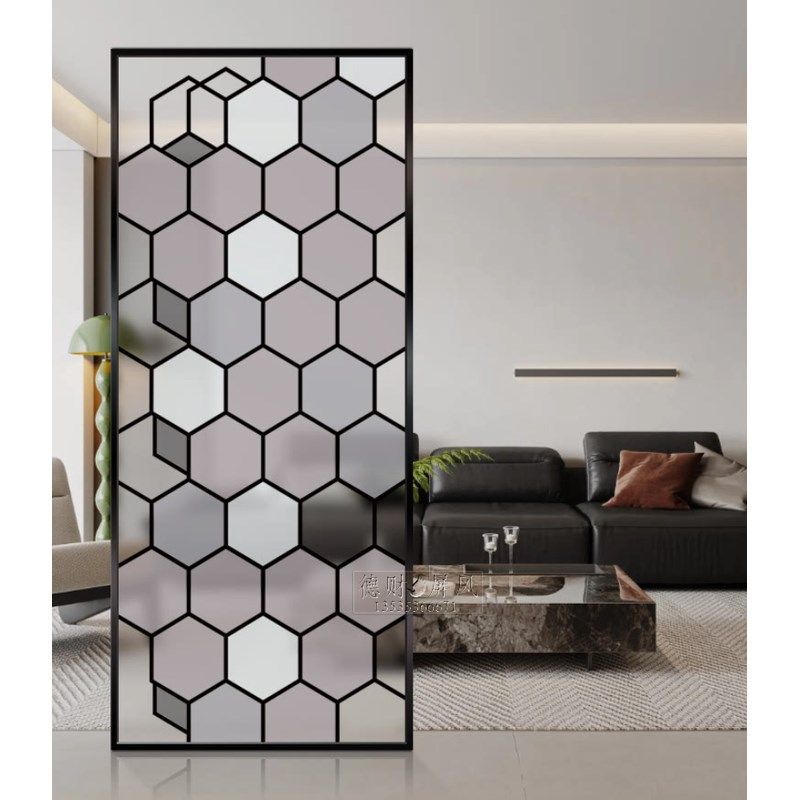 定制艺术玻璃隔断磨砂钢化现代简约入户玄关柜装饰卫生间半墙屏风