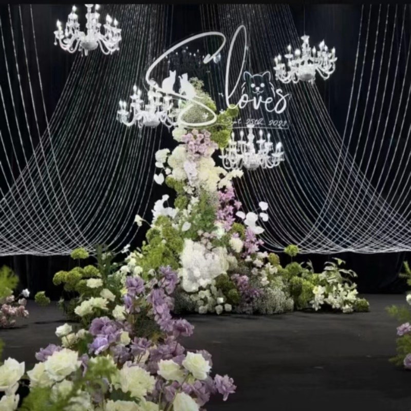 婚庆道具亚克力珠帘波浪挂件水波帘韩式婚礼堂背景行云流水吊顶