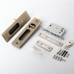 90度直角平移滑动门锁古铜推拉门暗扣手卫生间钩锁厨房阳台移门锁