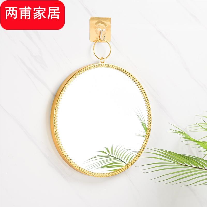 浴室镜子挂墙式铁艺卫生间梳妆镜装饰镜可挂桌面化妆镜壁挂洗漱台