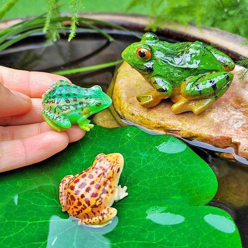 微景观创意彷真青蛙小摆件模型庭院鱼池鱼缸盆景假山造景装饰摆设
