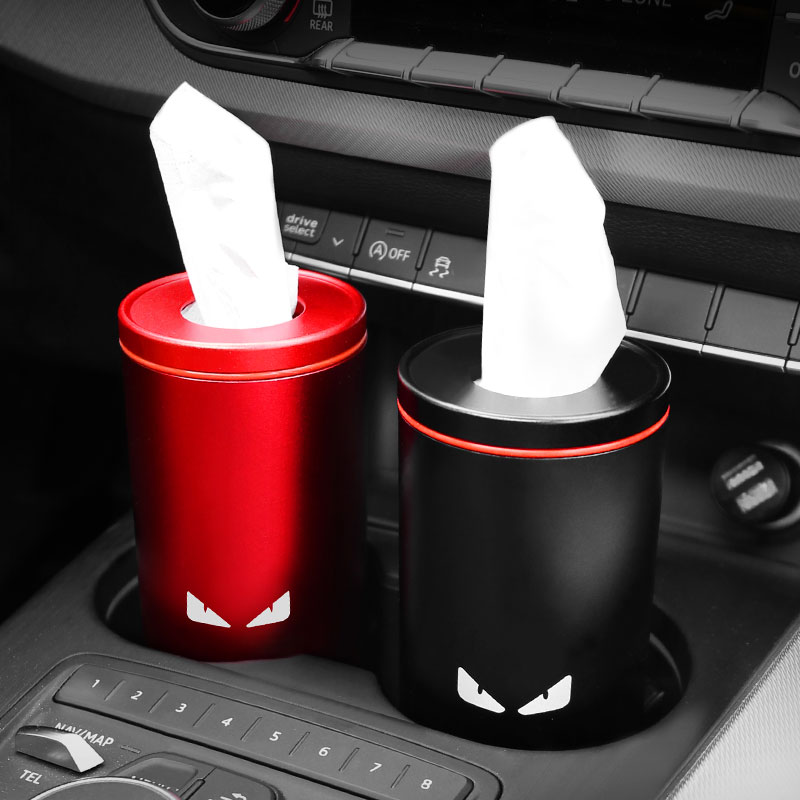 车载纸巾盒圆筒抽纸桶汽r车用品大全车上水杯位纸巾筒网红车内装