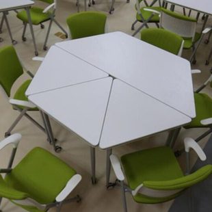 移动组合培训桌 多功能会议桌 六边形会议台学校梯形三角形阅览桌